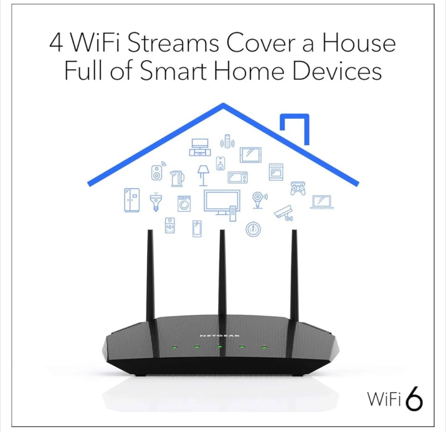 NETGEAR 4-Stream WiFi 6 Router (RAX10) AX1800 1,500 Sq. Ft. New! image indicator(7)