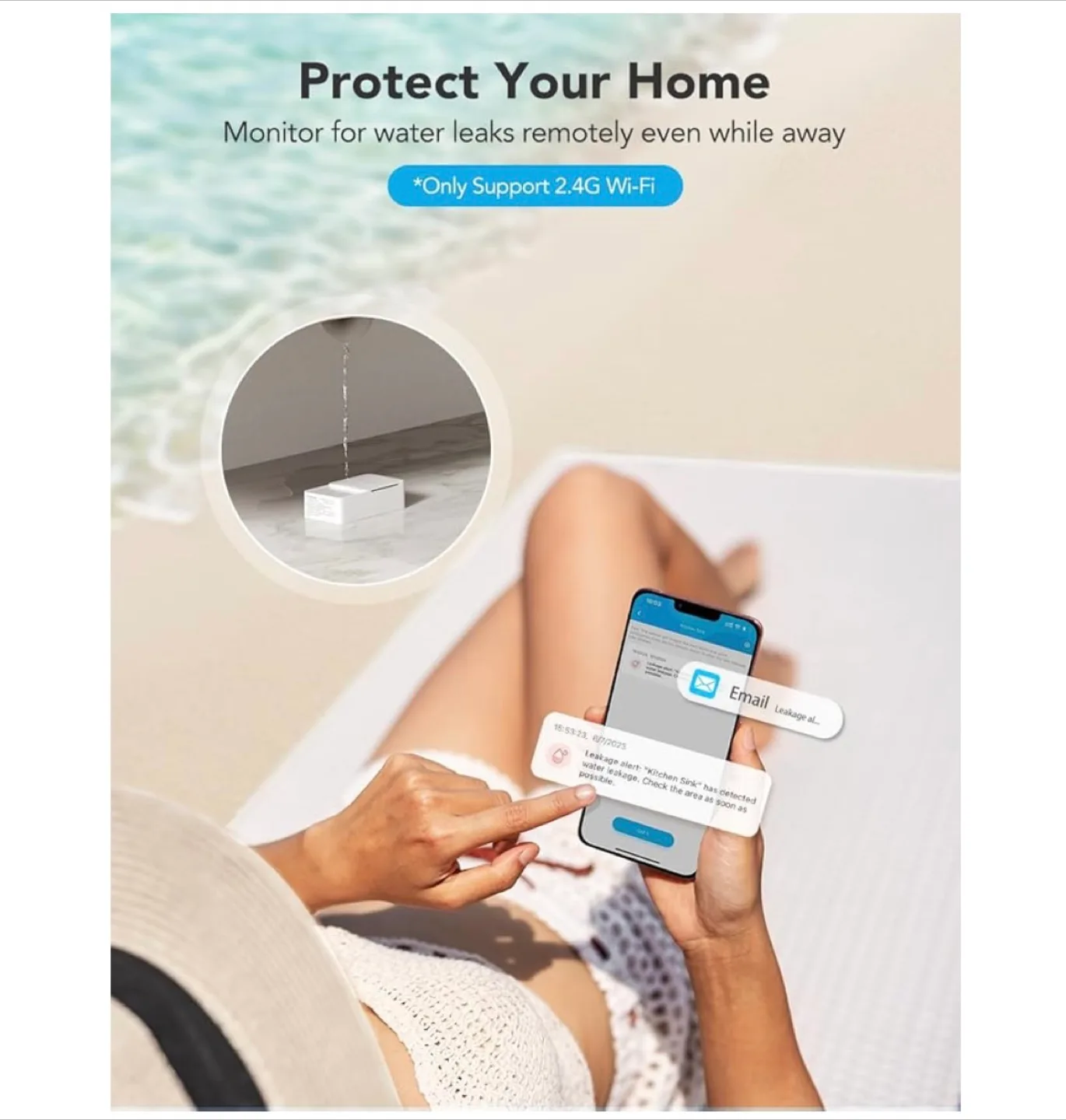 GoveeLife WiFi Water Leak Detector 2 for Home. Sealed Box. image indicator(4)