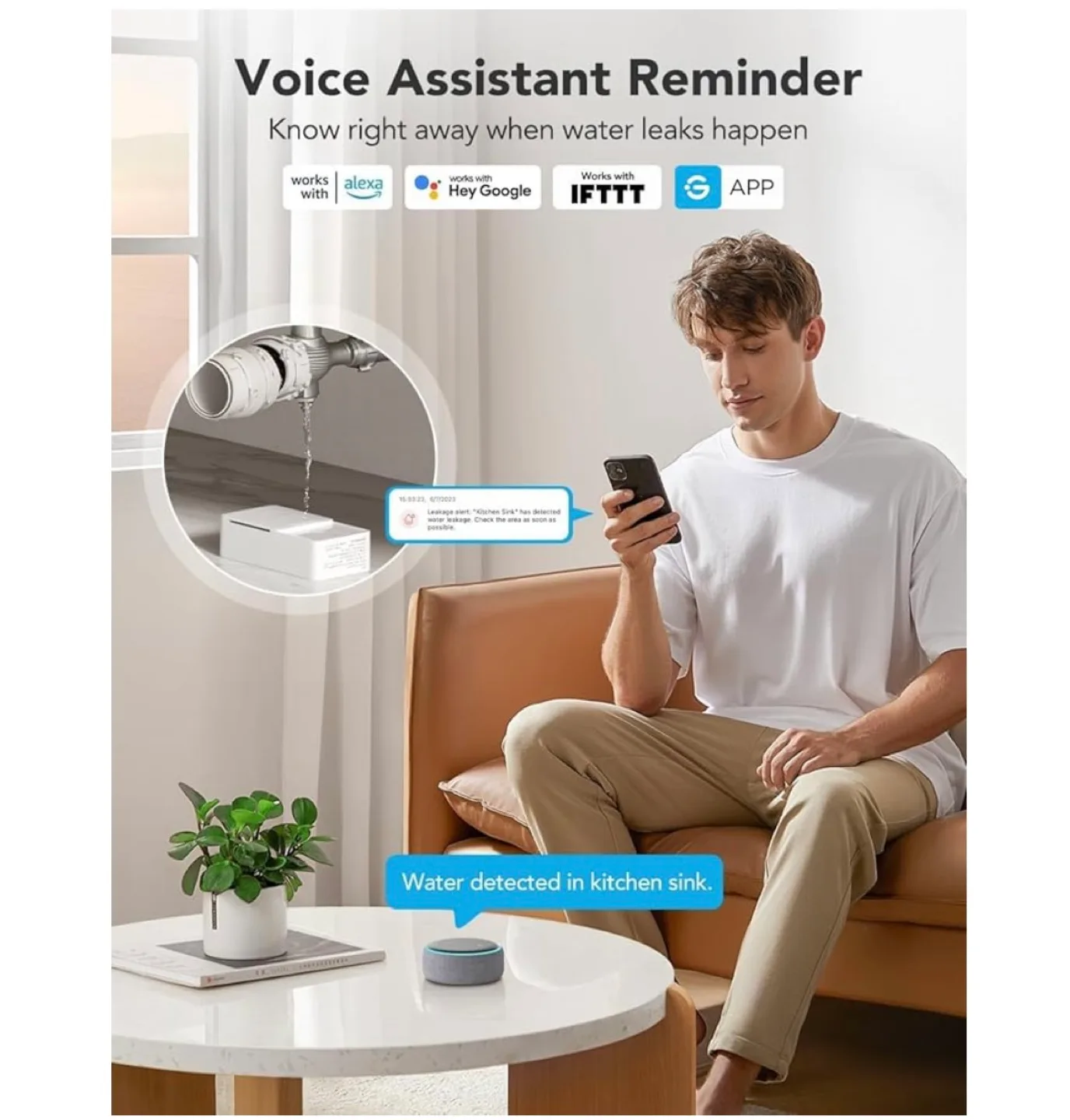 GoveeLife WiFi Water Leak Detector 2 for Home. Sealed Box. image indicator(10)