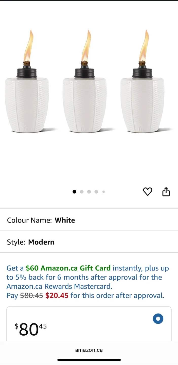 TIKI Brand Herringbone White Glass Tabletop Torch (Set of 3) image indicator(7)