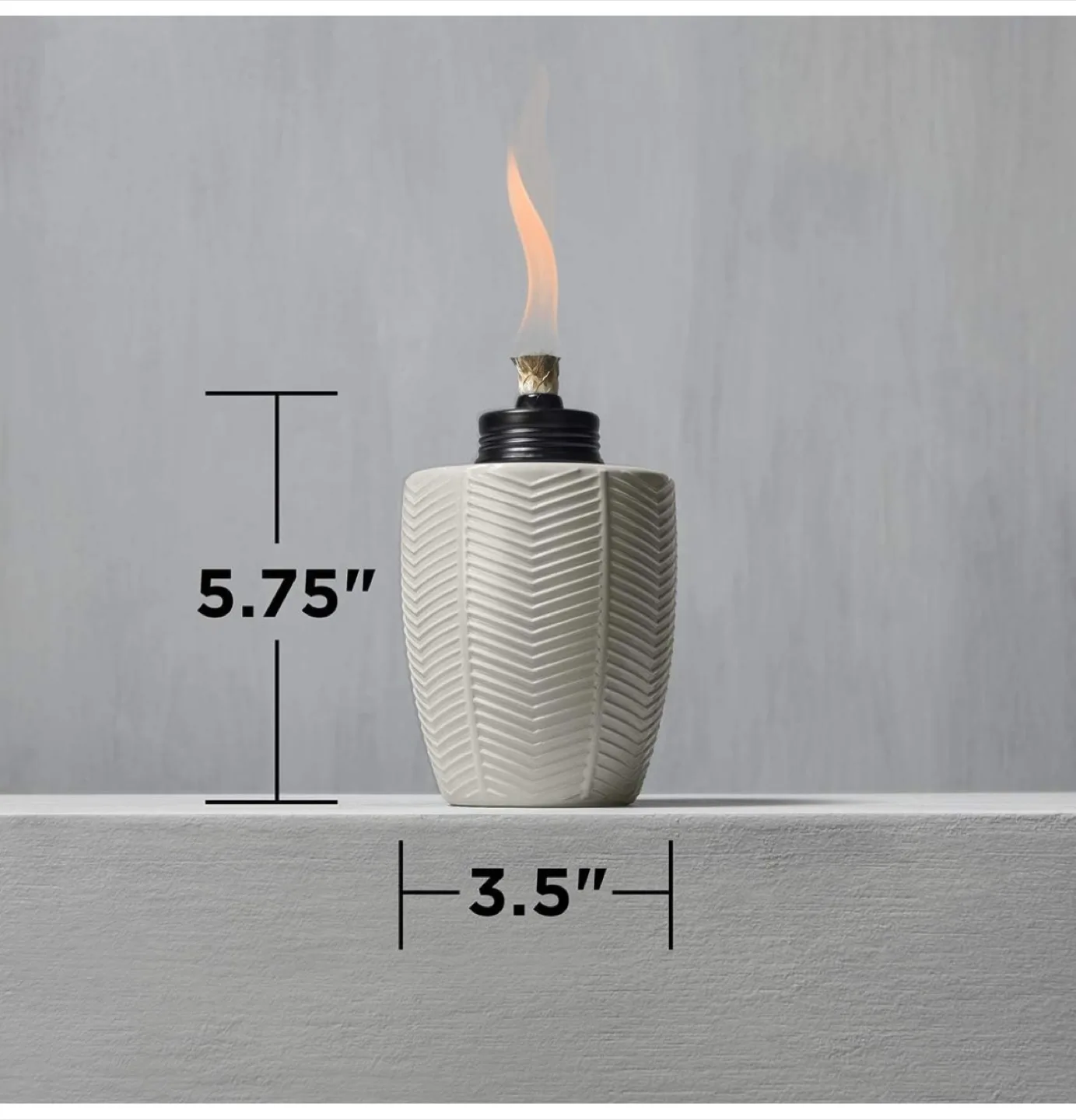 TIKI Brand Herringbone White Glass Tabletop Torch (Set of 3) image indicator(6)