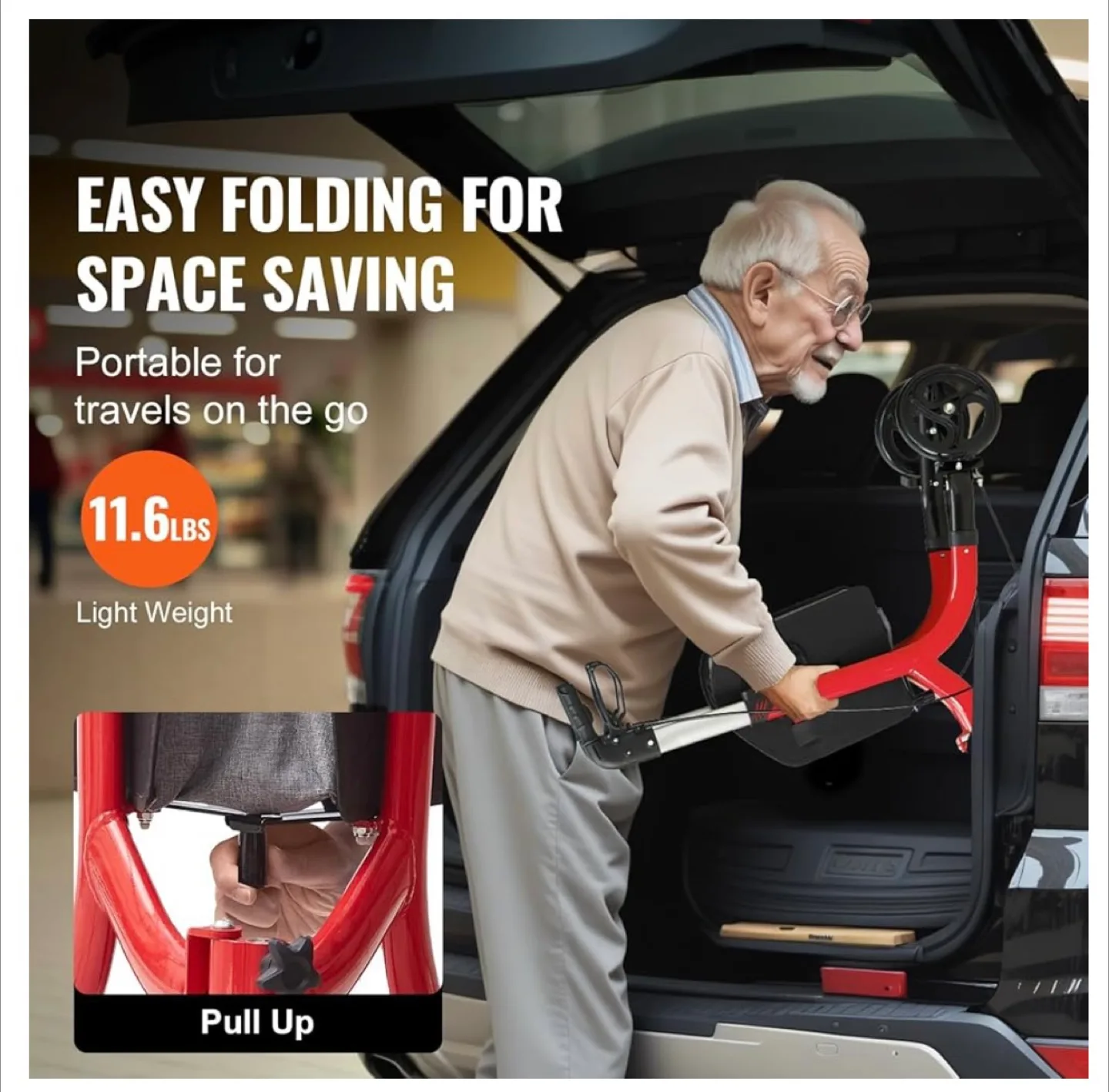 VEVOR 3-Wheel Rollator Walker. Lightweight, Foldable. New! image indicator(8)