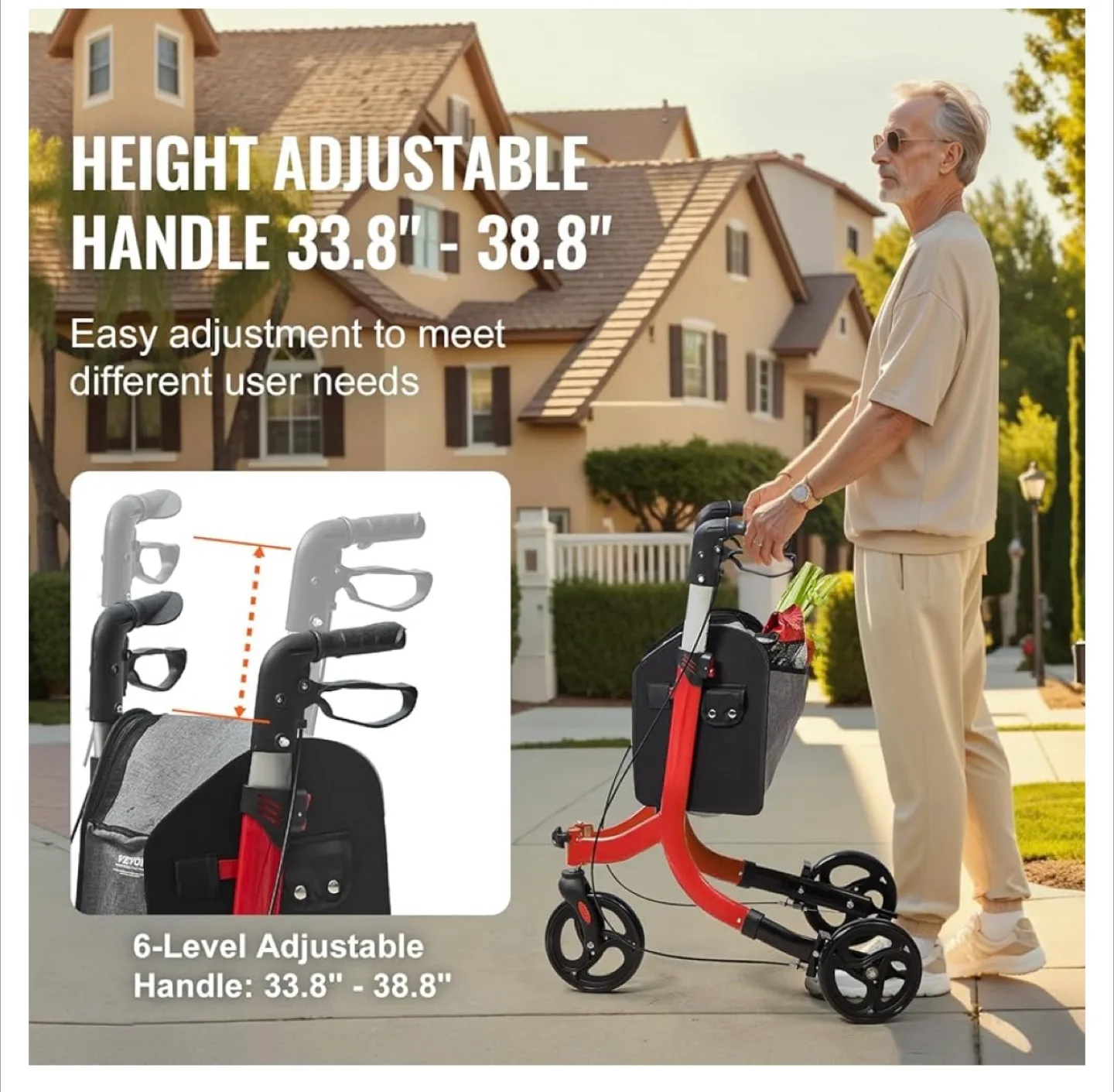 VEVOR 3-Wheel Rollator Walker. Lightweight, Foldable. New! image indicator(6)