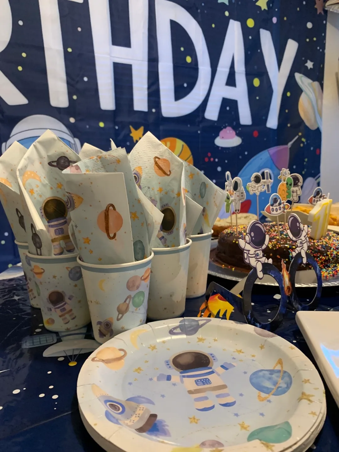 Space-themed backdrop / fabric birthday panel image indicator(2)