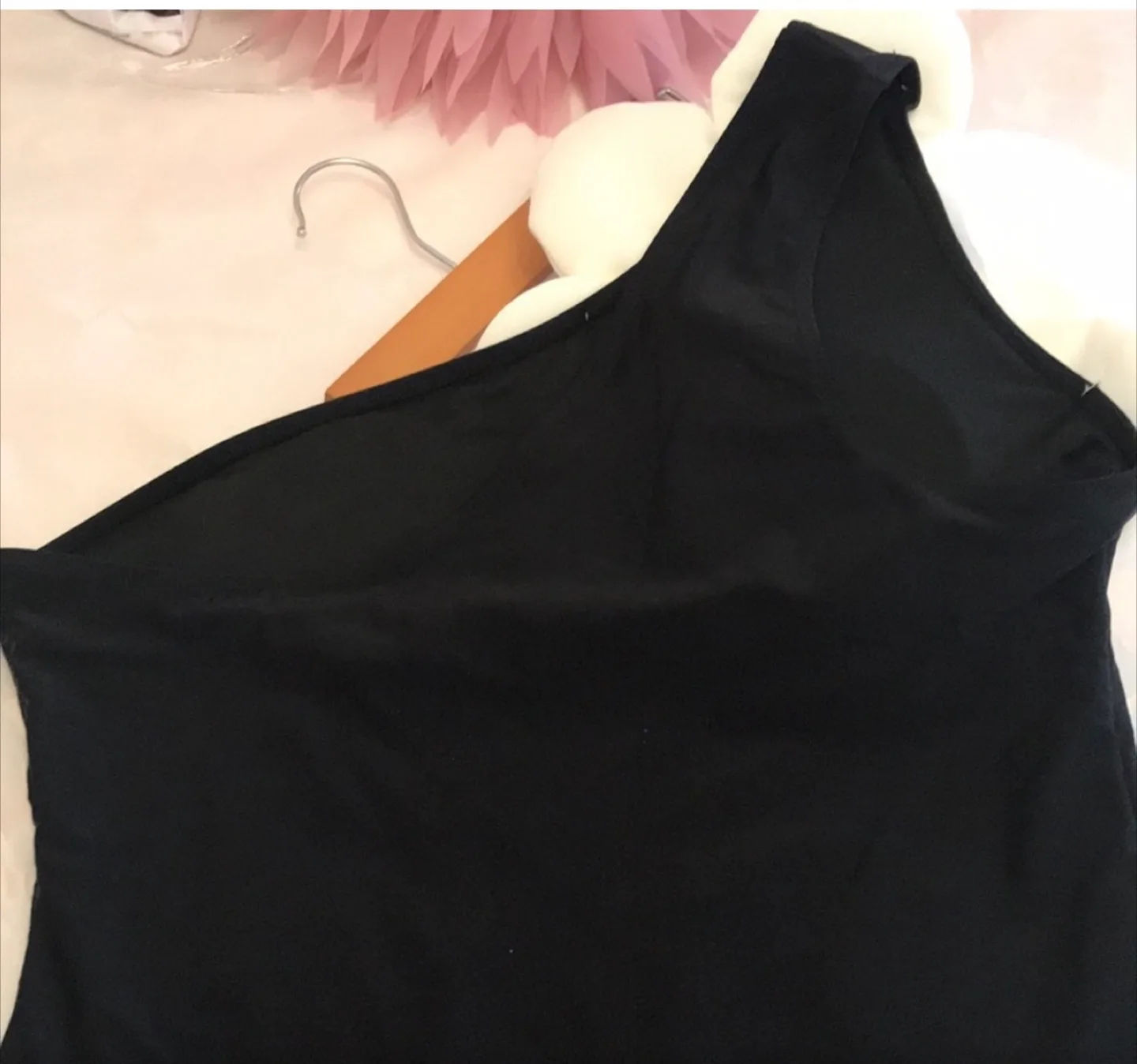 Macy’s One Shoulder Black Swimsuit with White Flower Detail image indicator(3)