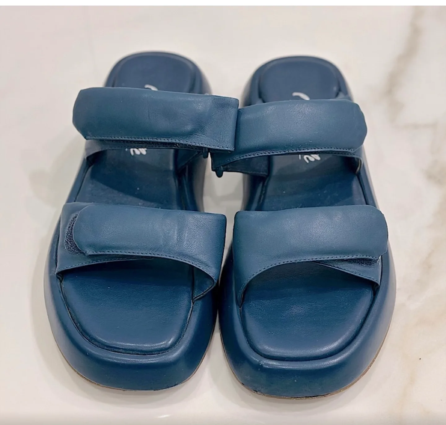 L'intervalle Blue Padded Double Strap Platform Sandals thumbnail