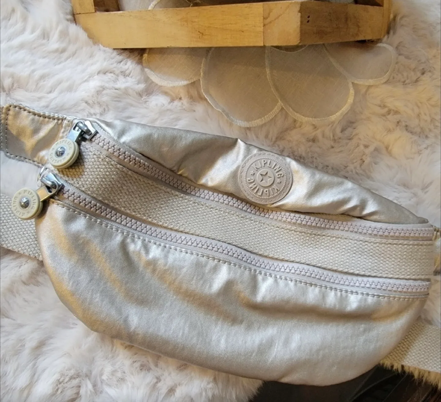 Kipling Light Metallic Cream Fanny Pack thumbnail