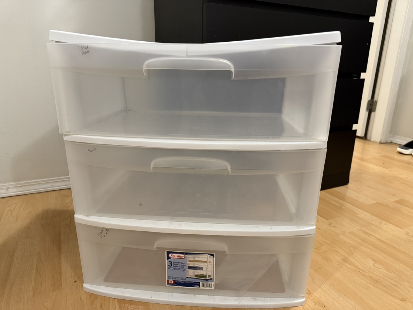 Three-drawer Sterilite storage unit