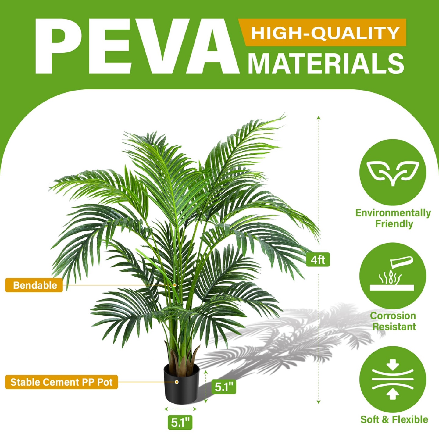 SIMILAR KOL 4ft Artificial Areca Palm Tree Plant, 47in - photo 2
