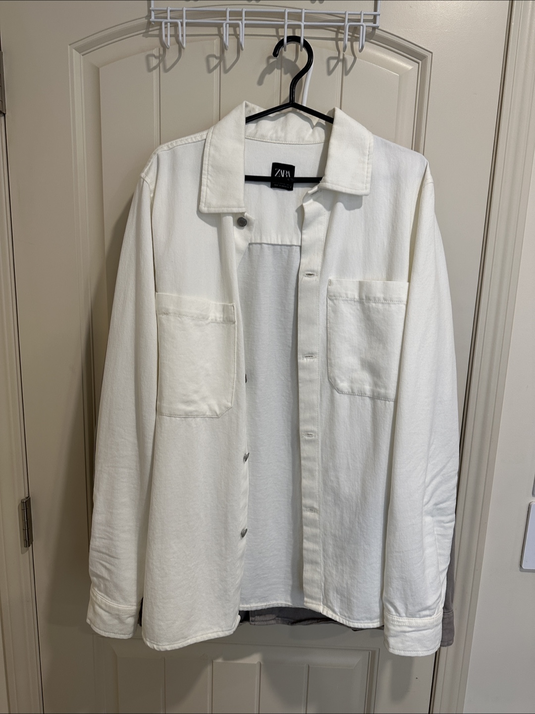 Lightweight White Cotton Overshirt – Size Medium