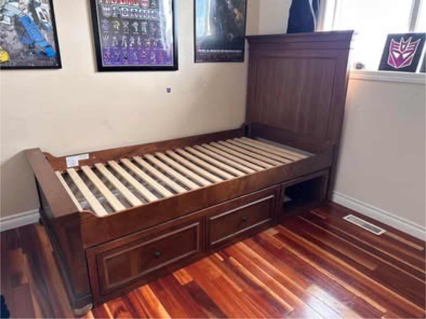 Twin-size bed frame with storage and mattress - photo 2