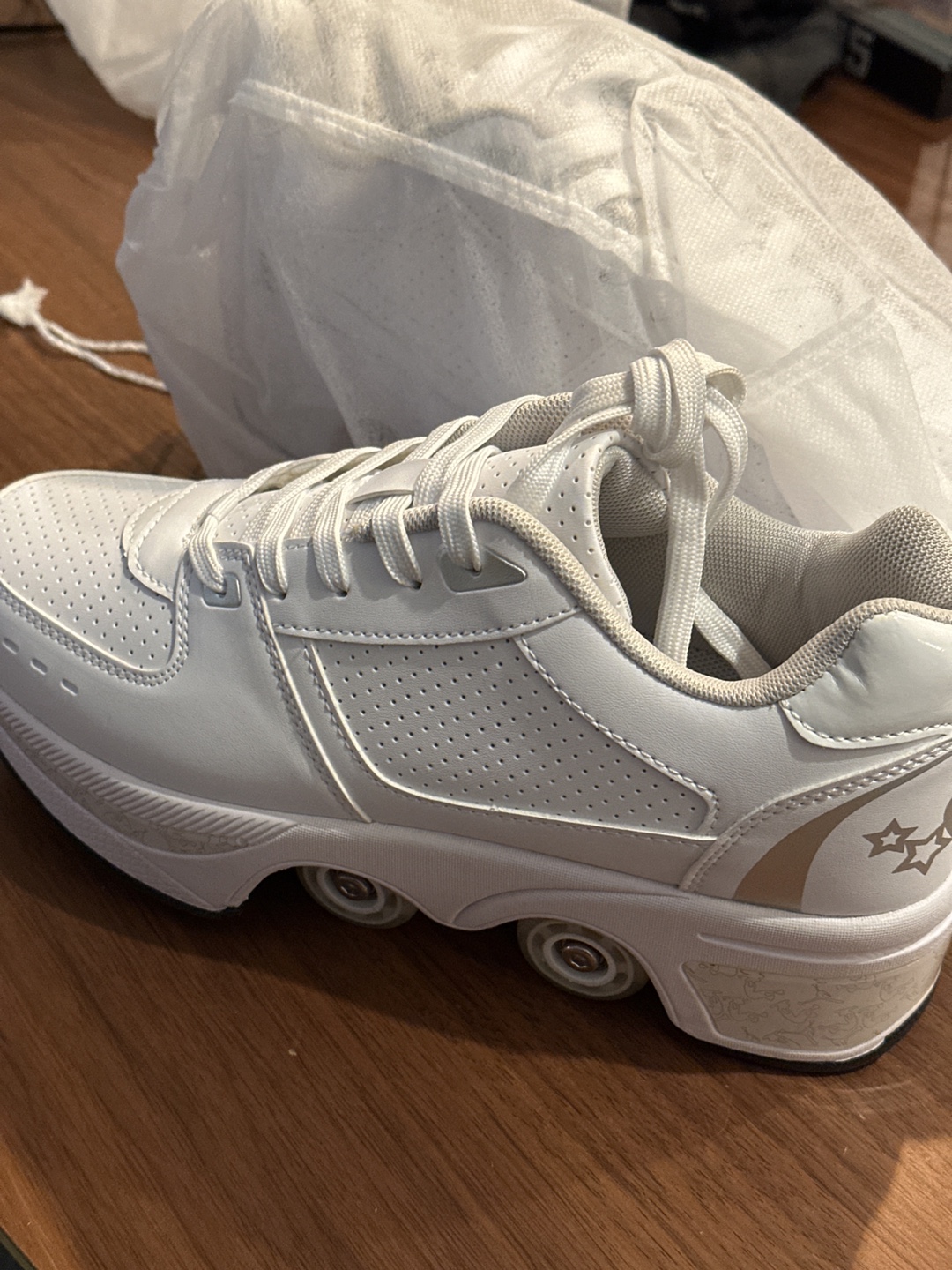 Yousulun Roller Skate Shoes - White/Silver - Size 40 EUR