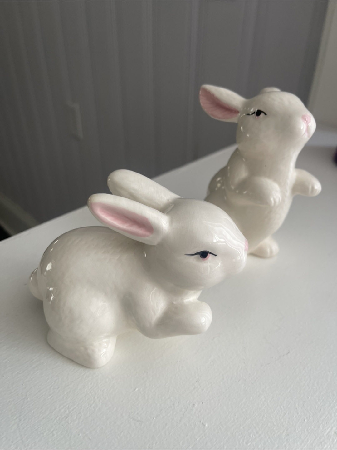 Pair of Ceramic Bunny Figurines