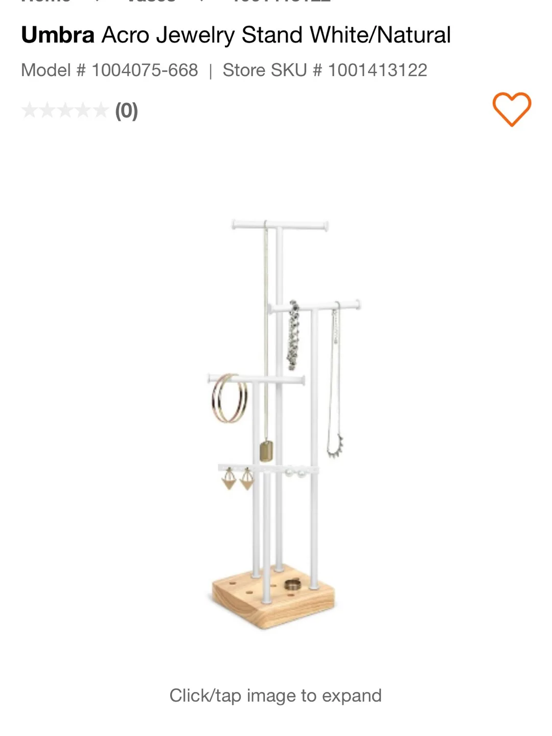 Umbra Acro Jewelry Stand - White/Natural thumbnail