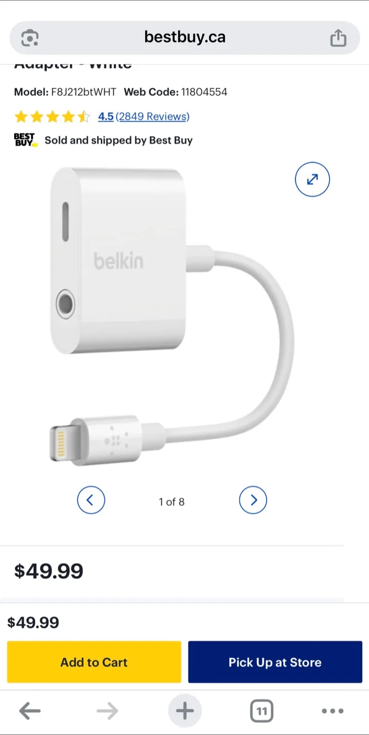 Belkin Lightning to 3.5mm Headphone Jack Adapter thumbnail
