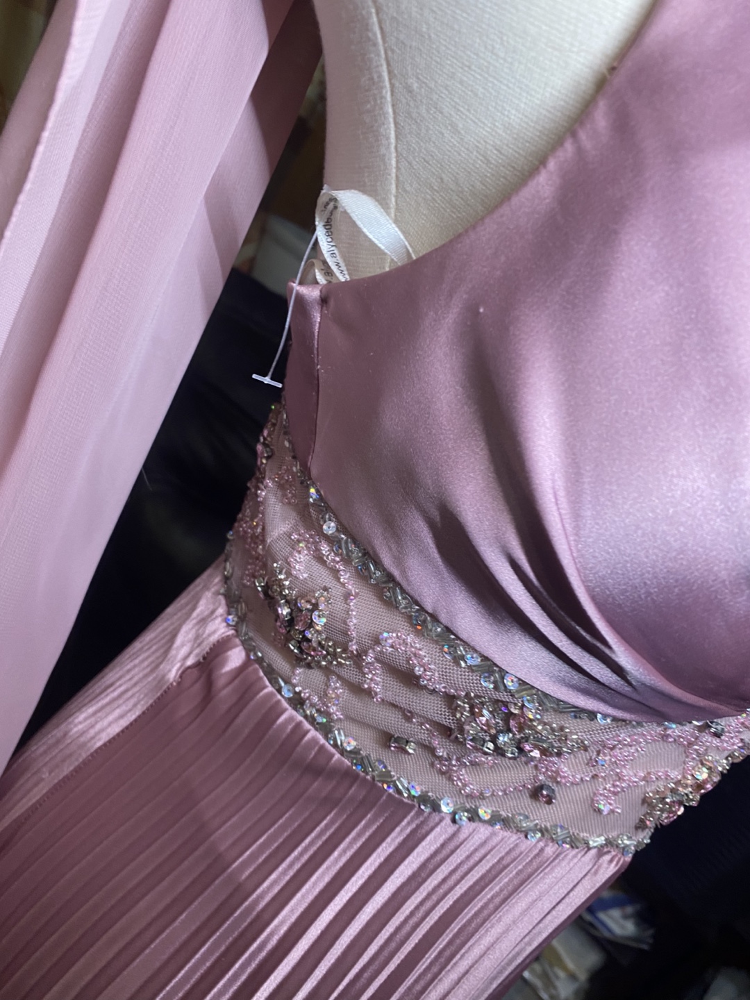 Pink Lilac Prom Dress with Rhinestone Detail and Scarf - photo 4