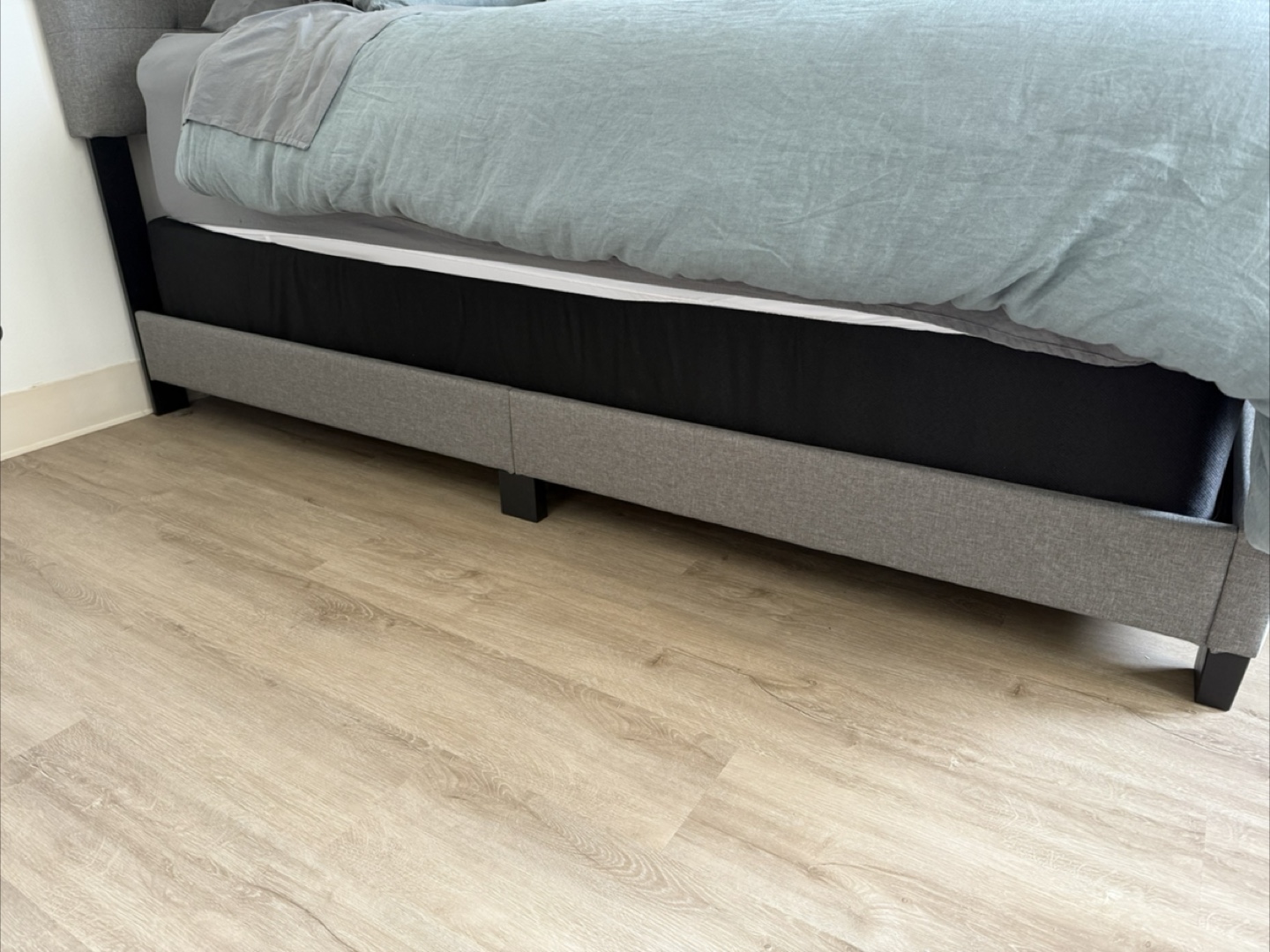 King Size Upholstered Bed Frame with Headboard and box springs - photo 3