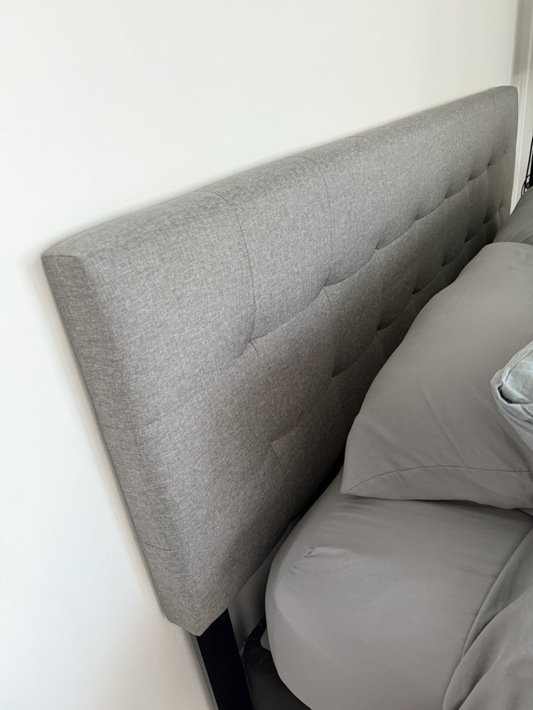 King Size Upholstered Bed Frame with Headboard and box springs - photo 2