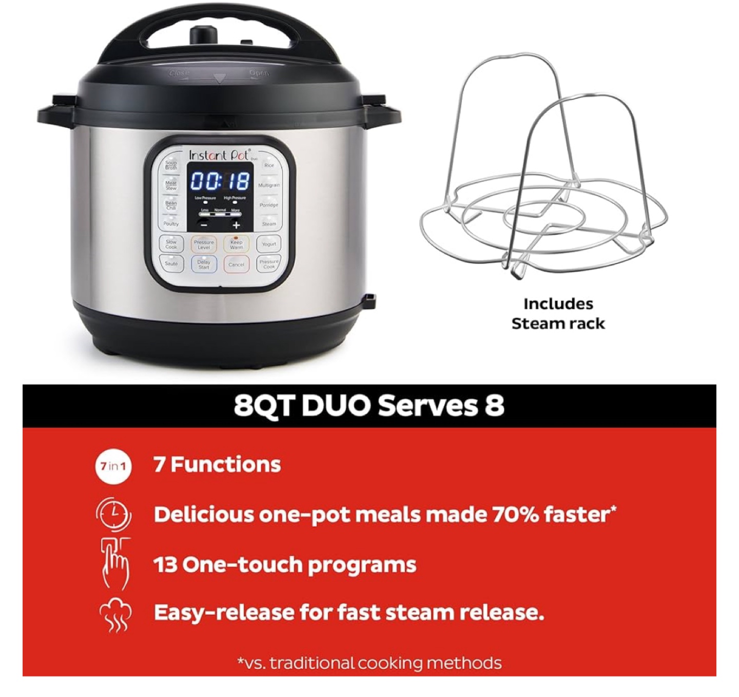 Instant Pot Duo 8QT Multi-Cooker with Steam Rack - photo 3