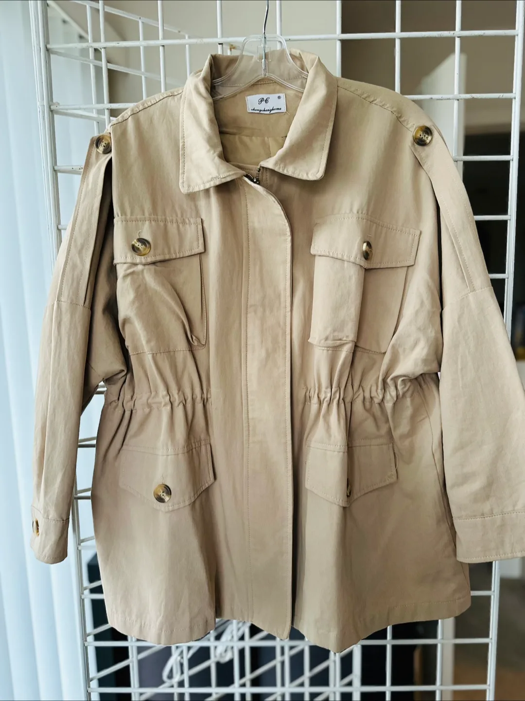 Beige utility jacket ( fits Large to Extra Large) thumbnail
