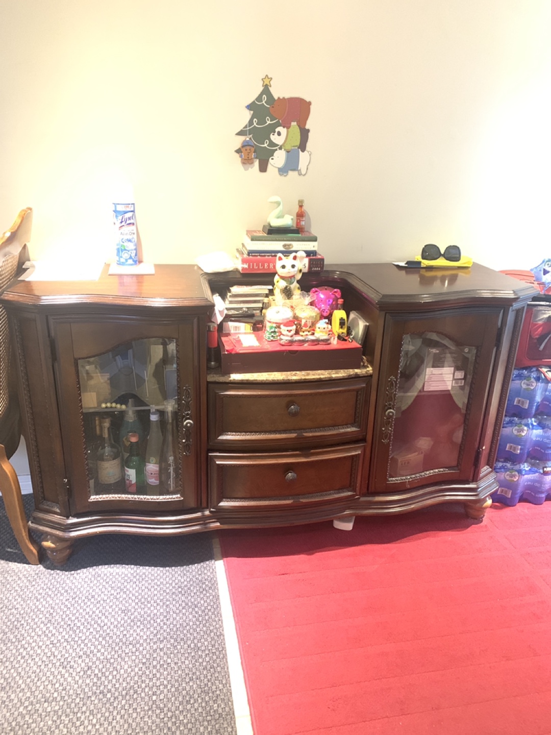 Dark Brown Wooden Buffet Server Cabinet