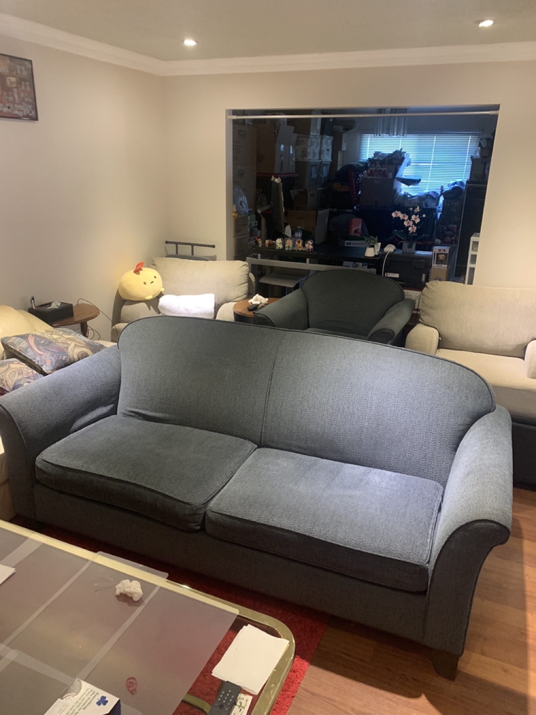 Blue Grey Sofa and Armchair Set