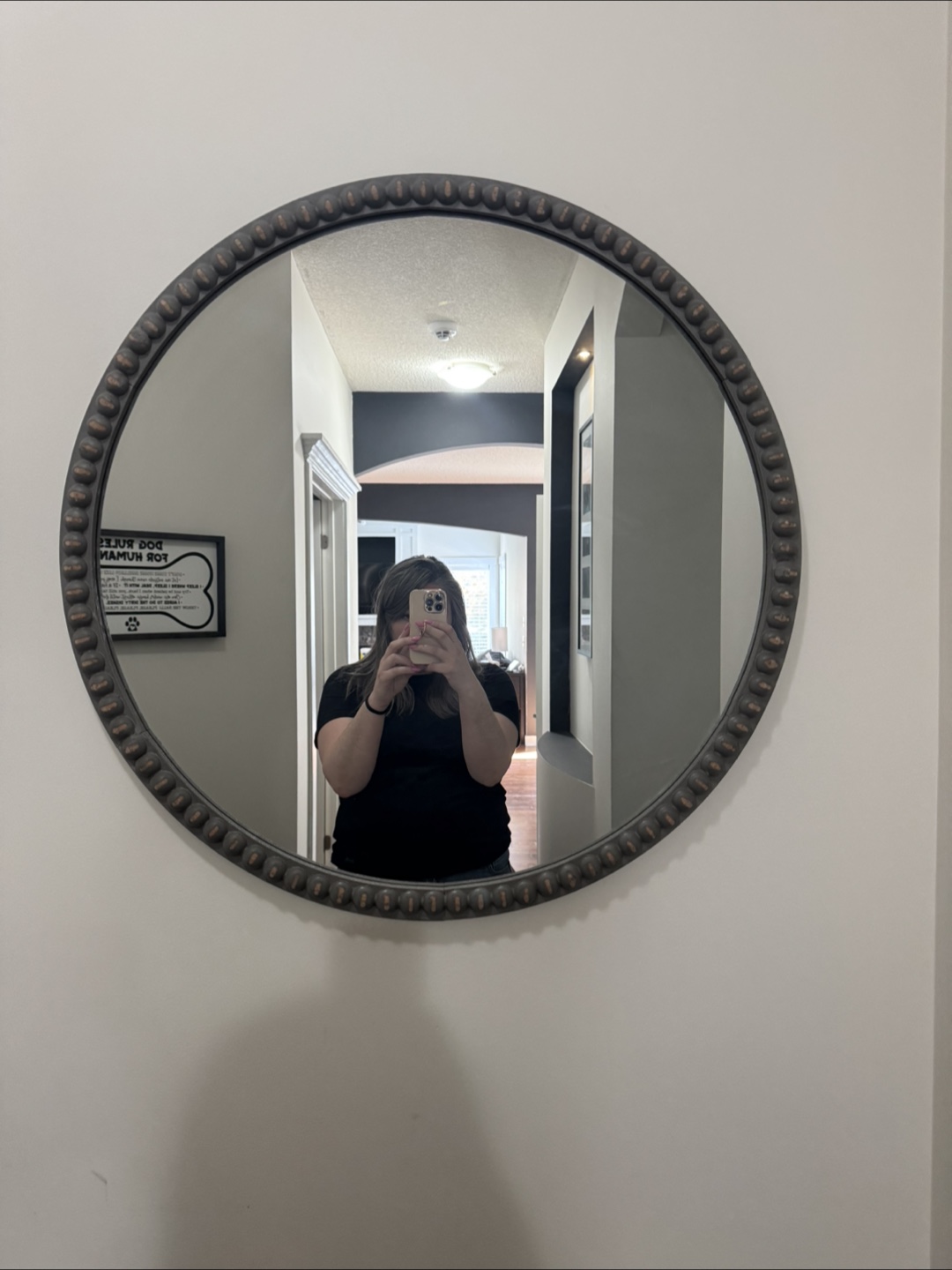 Round Wall Mirror with Ornate Frame