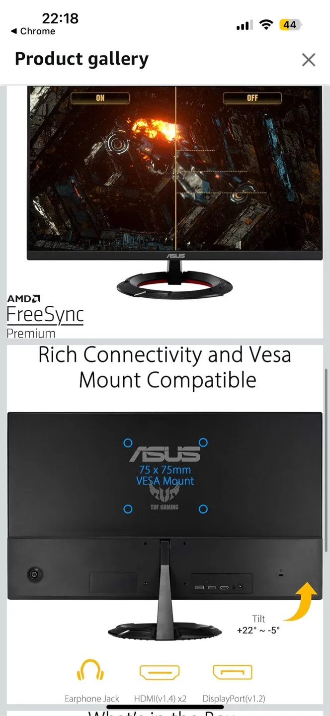 Open Box ASUS TUF Gaming VG249Q 23.8” 165Hz FHD Monitor image indicator(3)