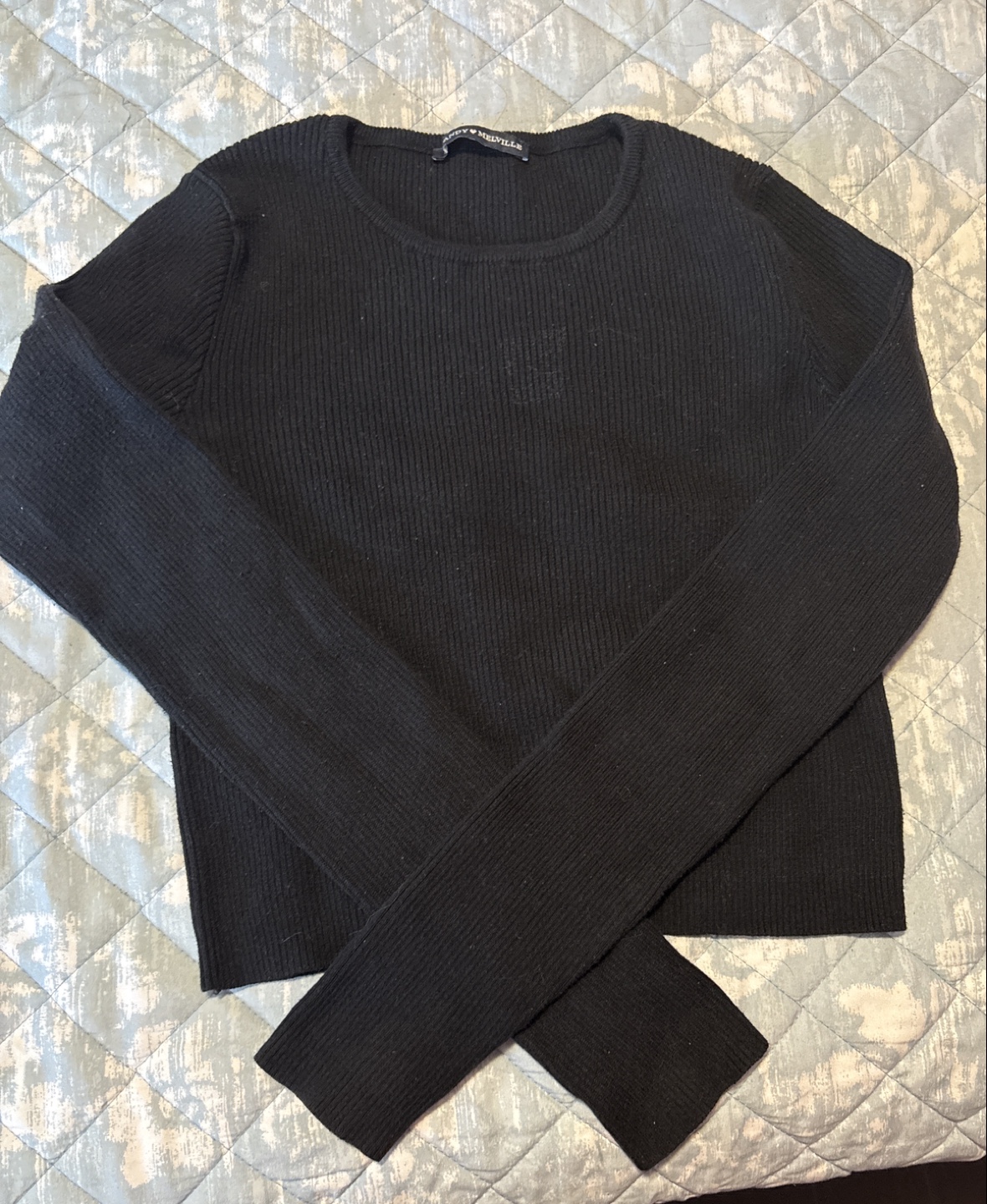 Andy Melville Black Ribbed Long Sleeve Crop Top