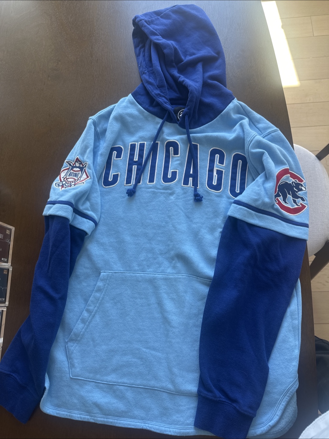47 Brand Chicago Cubs Light Blue Hoodie Sweatshirt Size Small