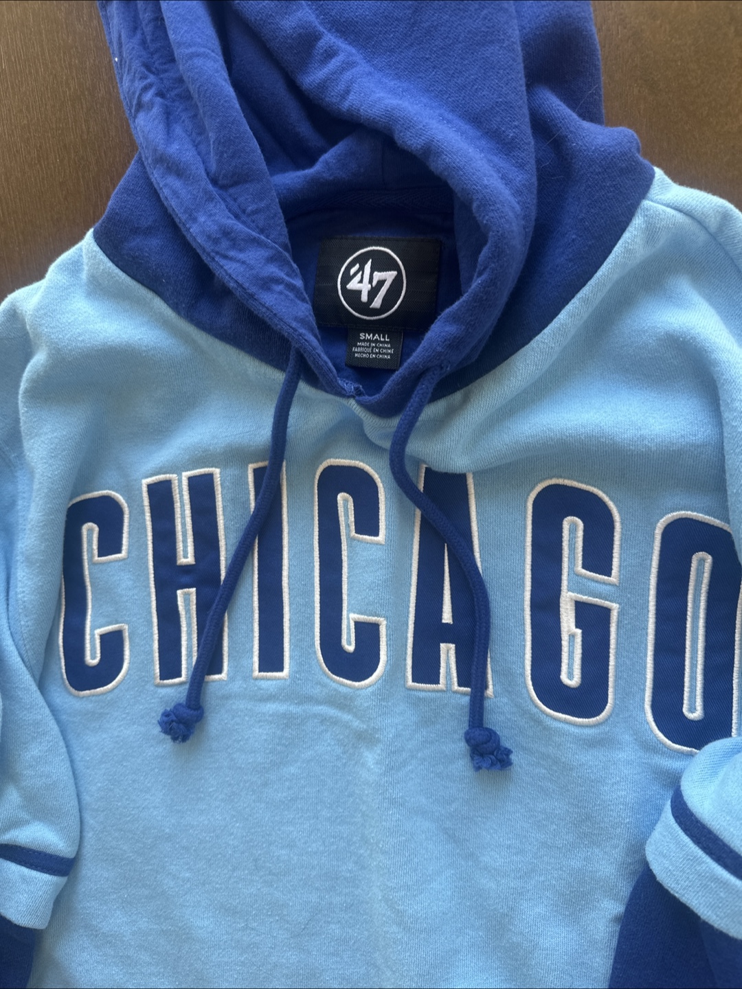 47 Brand Chicago Cubs Light Blue Hoodie Sweatshirt Size Small - photo 2