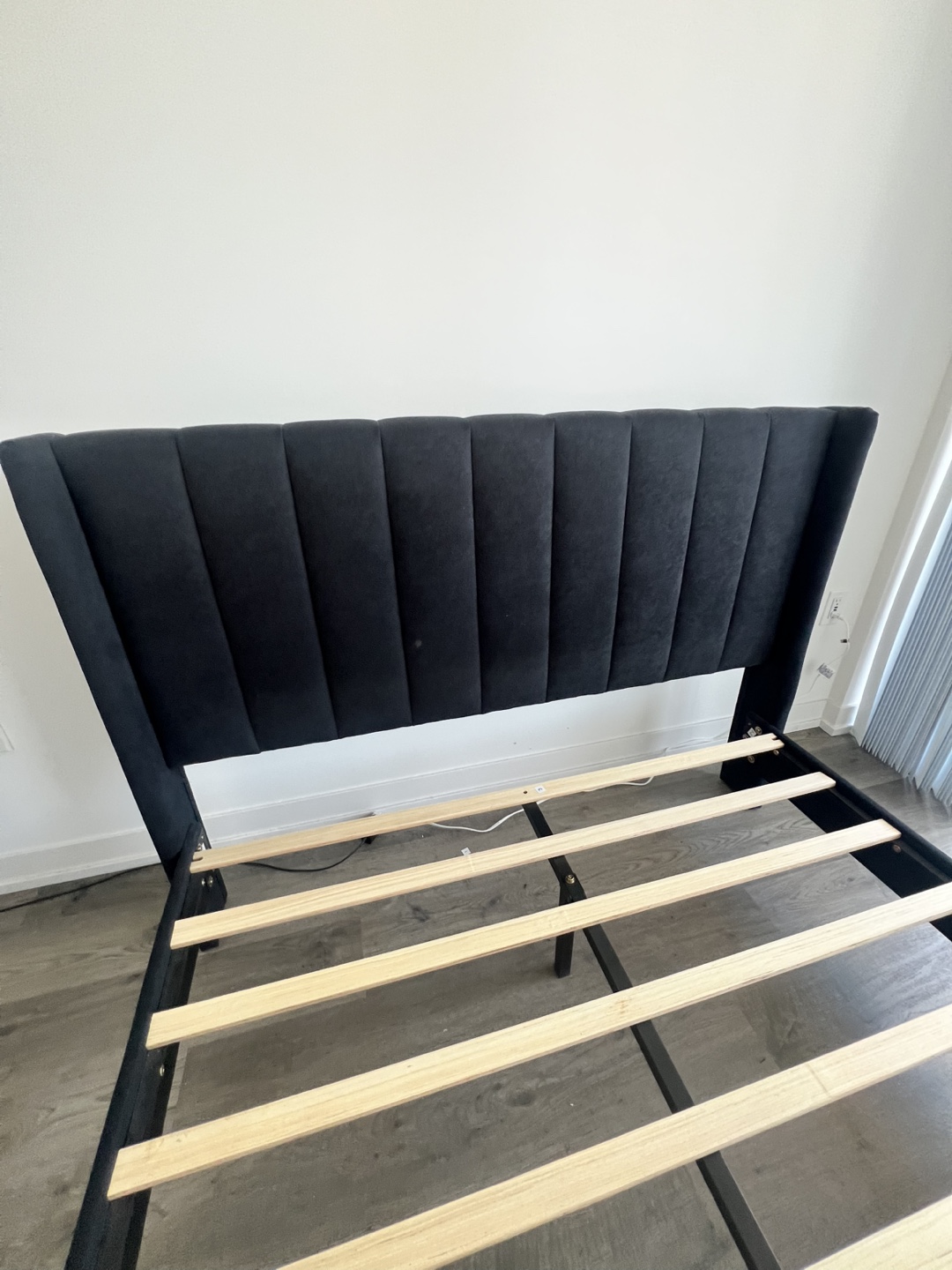 YUHUASHI Full Size Upholstered Bed Frame with Wooden Legs - photo 5