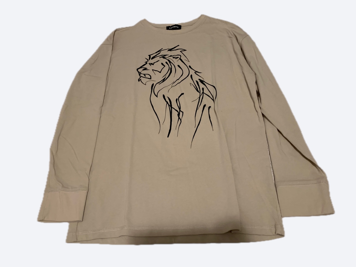 Tan Lion Graphic Long Sleeve Shirt