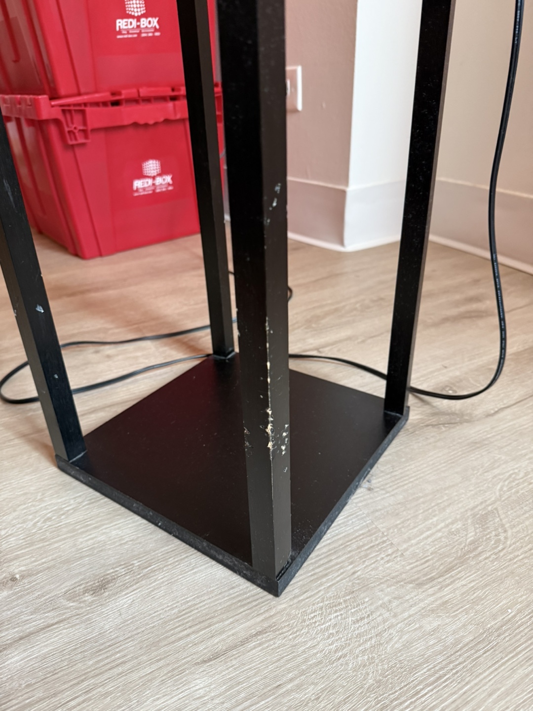 Pair of Black Floor Lamps with Shelves - photo 4