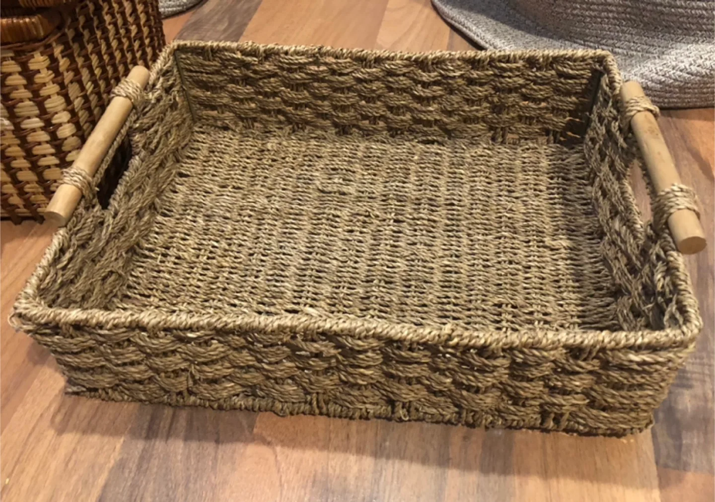 Woven Seagrass Storage Basket with Handles thumbnail