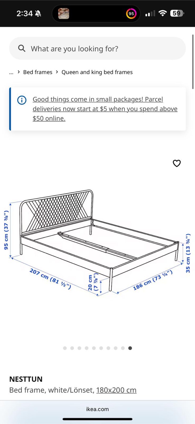 IKEA NESTTUN Bed Frame - White - Queen