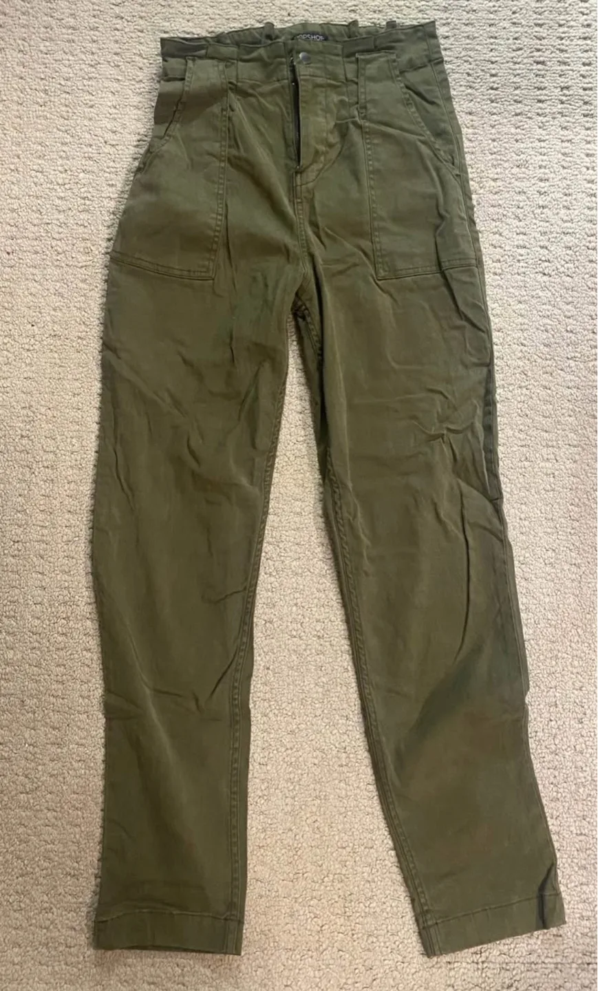 Topshop Khaki Green Cargo Pants - Size 4 image indicator(2)