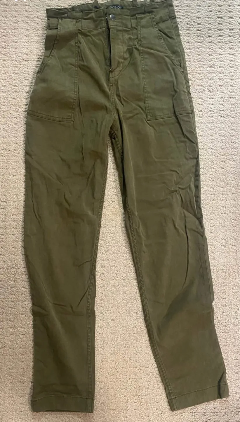 Topshop Khaki Green Cargo Pants - Size 4 image indicator(3)