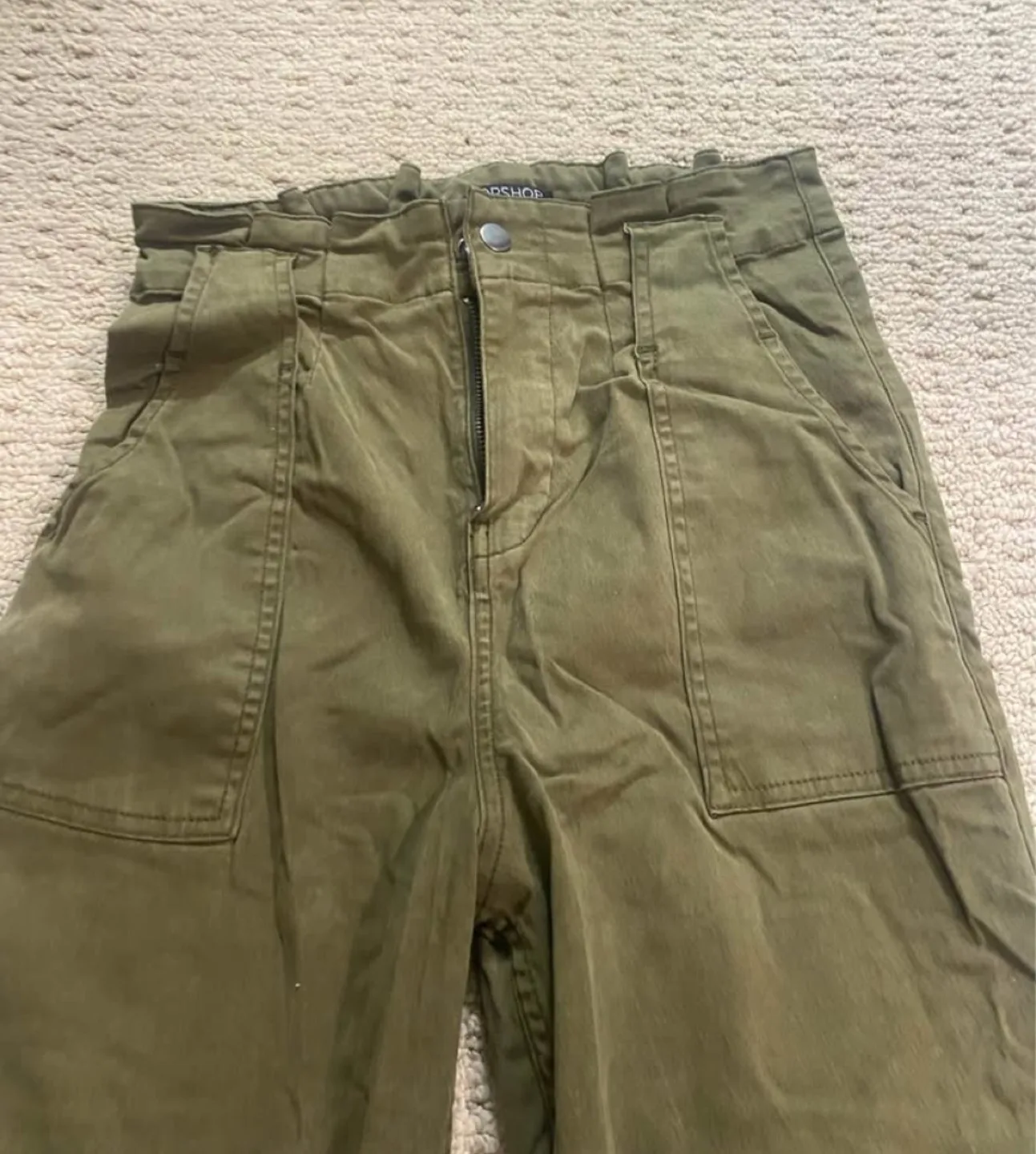 Topshop Khaki Green Cargo Pants - Size 4 image indicator(4)