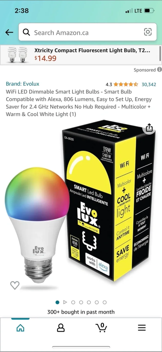 EvoLux Smart LED Light Bulb - WiFi Enabled, Multicolor thumbnail