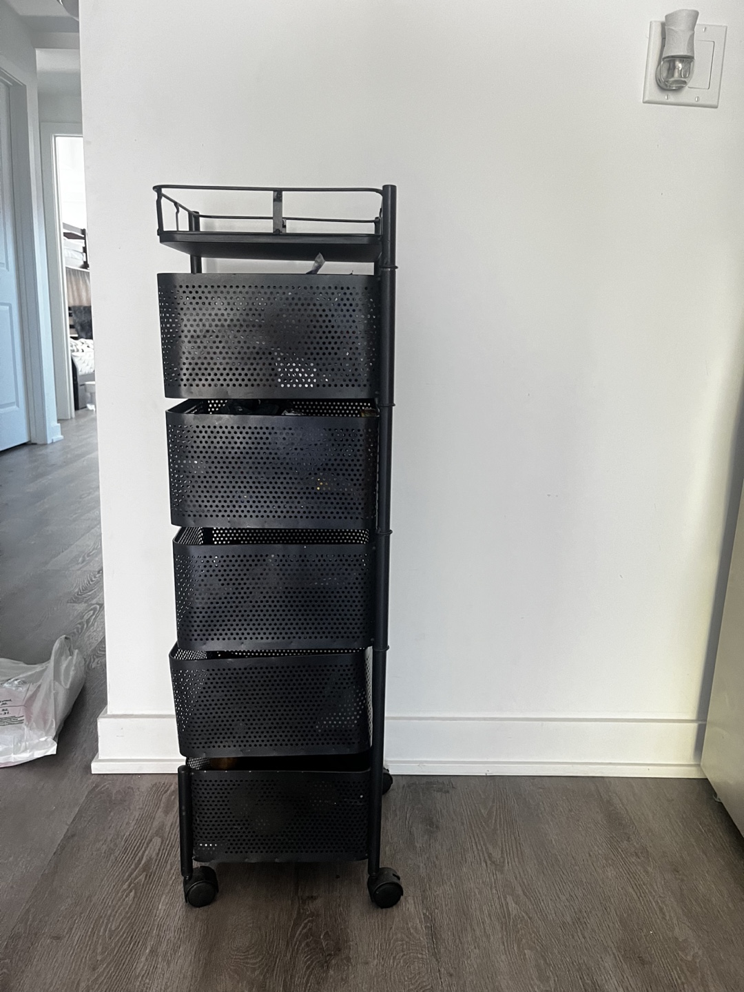 Black Metal Rolling Cart with 5 Drawers