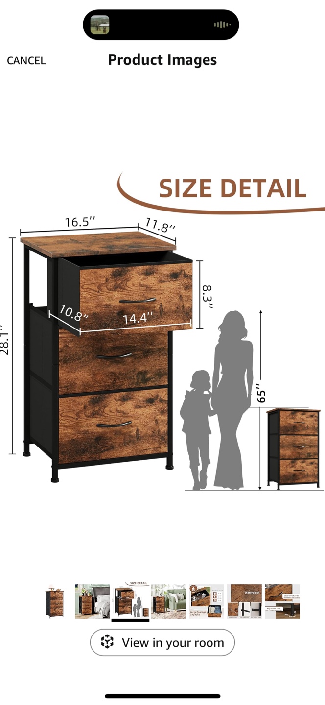 Nightstands with 3 drawers each with fabric bins - photo 3