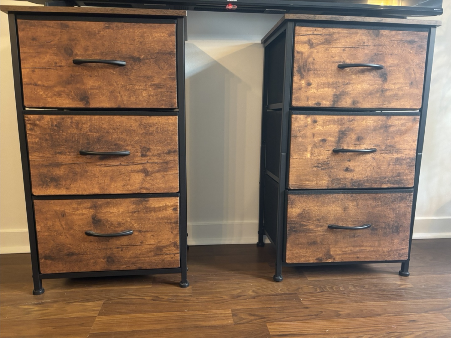 Nightstands with 3 drawers each with fabric bins - photo 2