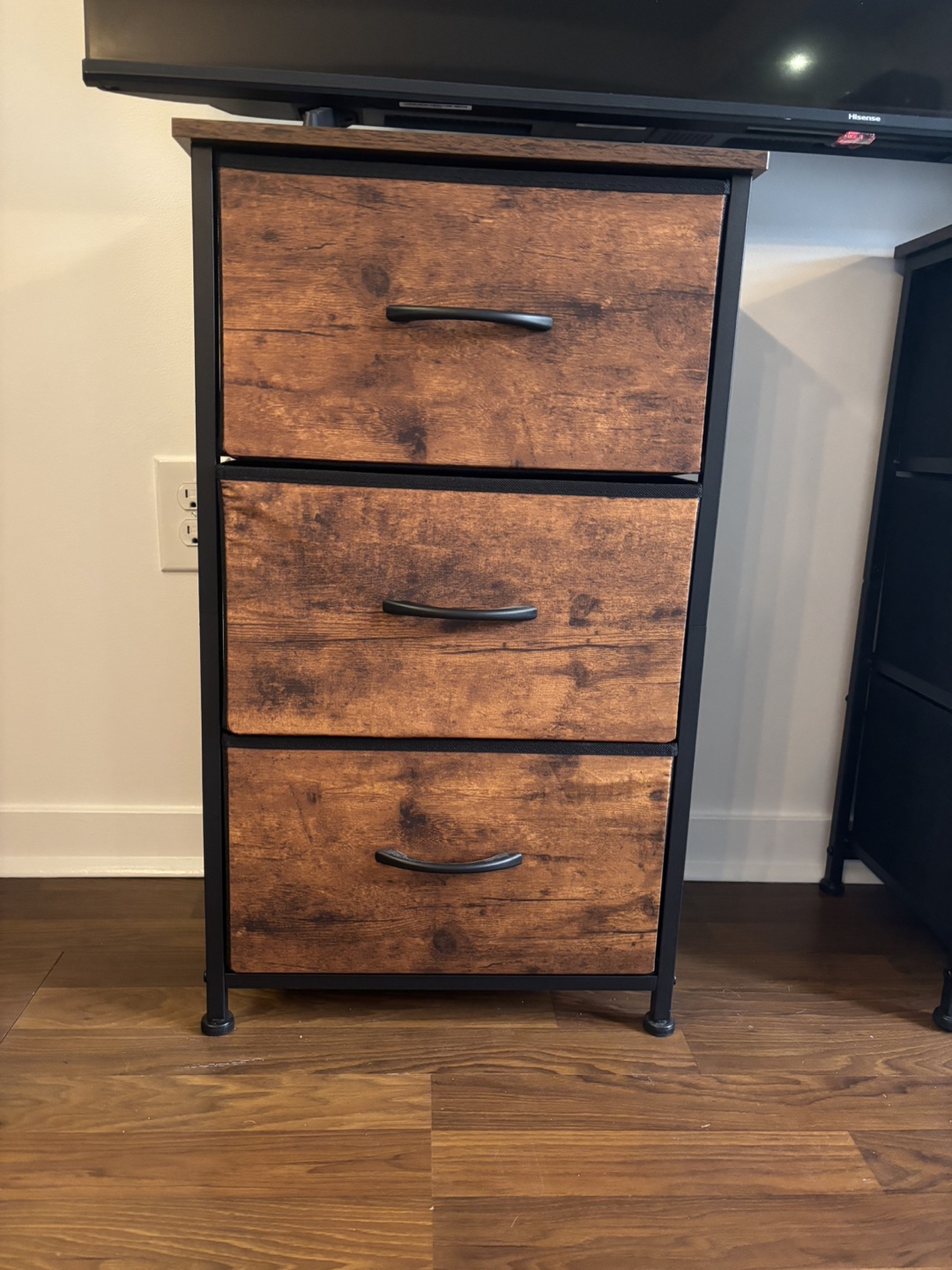 Nightstands with 3 drawers each with fabric bins