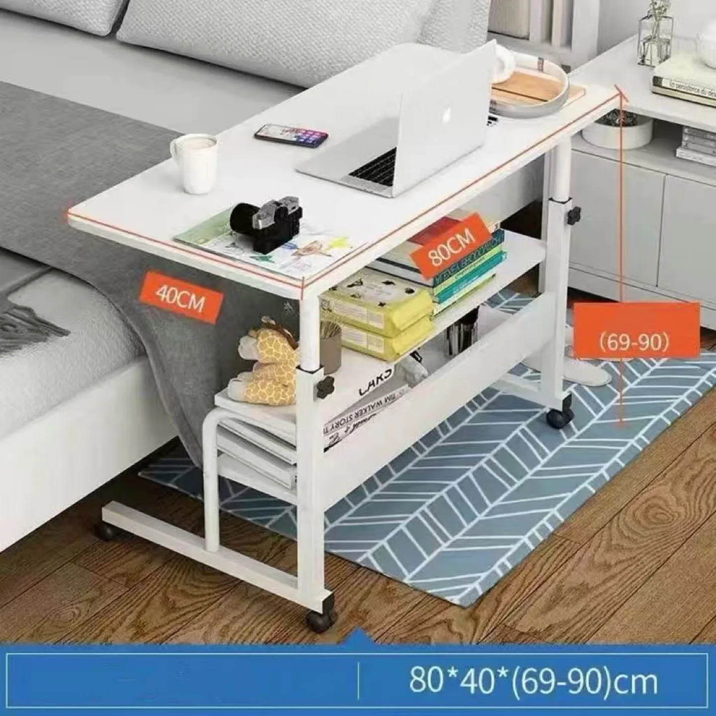 Brand New Height Adjustable Mobile Side Table/Desk thumbnail