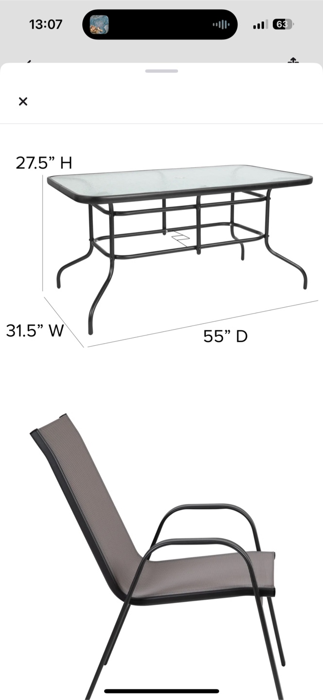 5-Piece Patio Set with Glass Top Table - photo 4