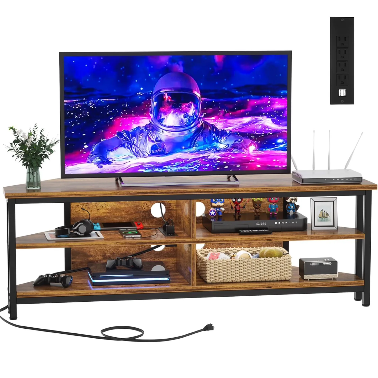 New Cyclysio Corner TV Stand with Power Outlets thumbnail