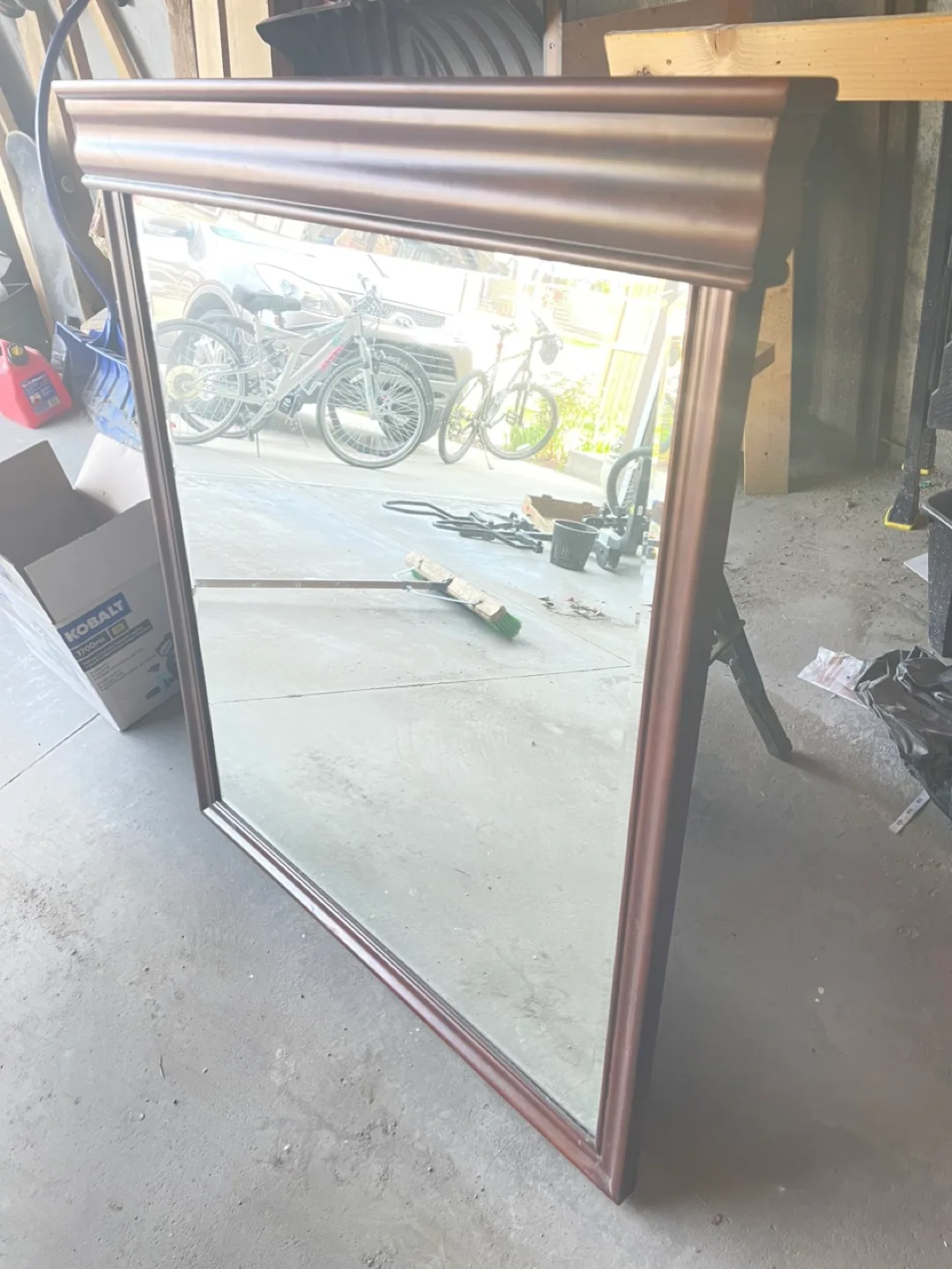 Large Dark Brown Framed Mirror thumbnail