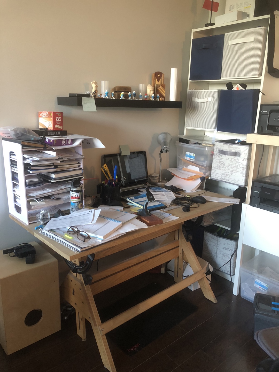 Adjustable Drafting Table with Two-Piece Top