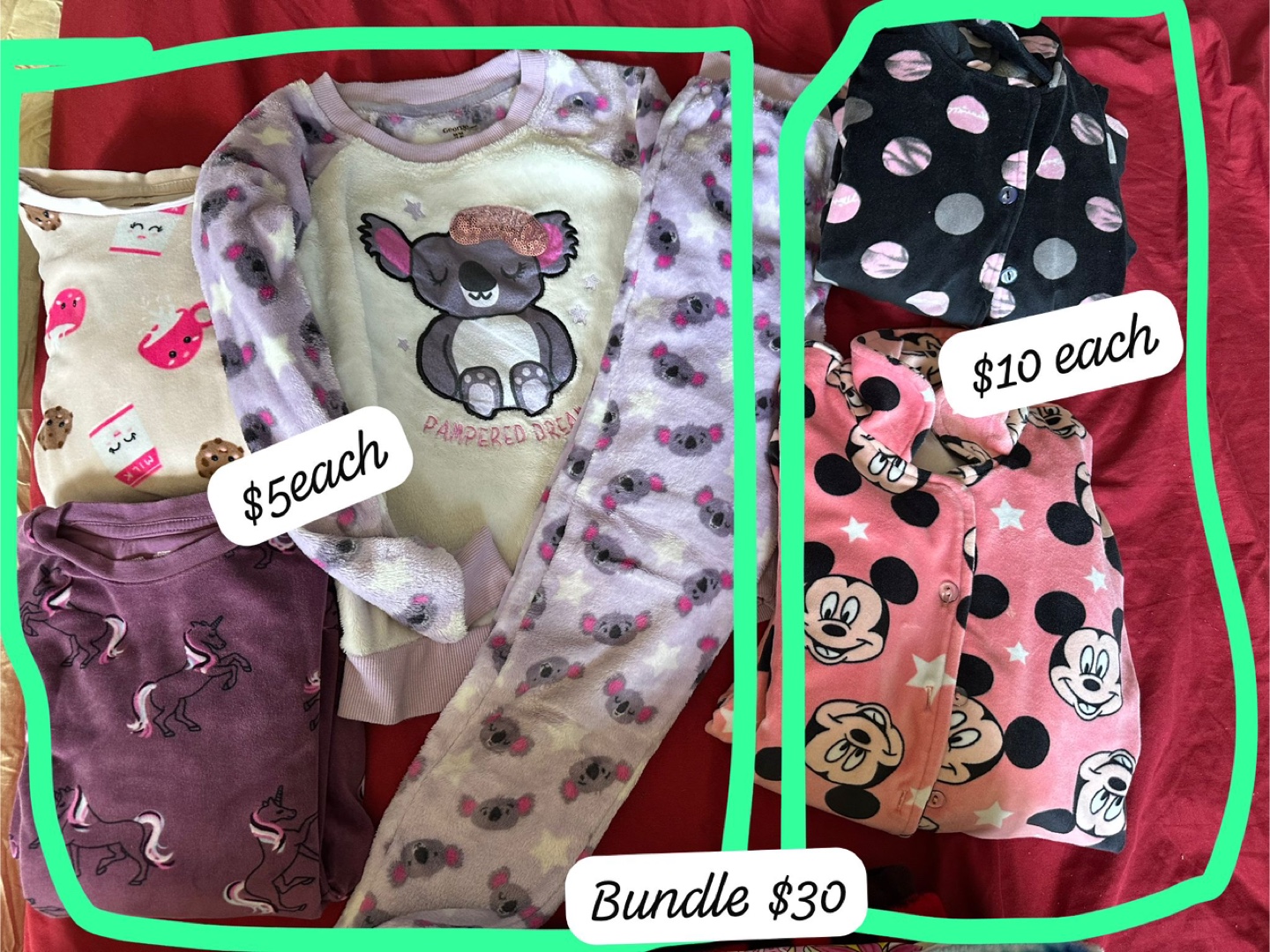 Girls' Pajama Sets - Koala & Butterfly Designs - Size 7